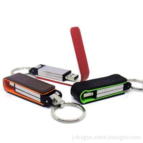 Leather USB Flash Drive with Fashionable Design, Supports Data Encryption and Hot-stamping Logos